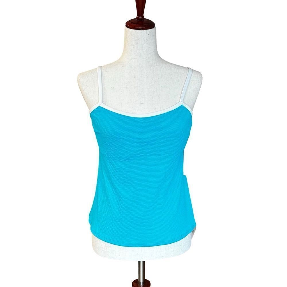 Beach House Swim Textured Tankini Top Square Neck Underwire Blue Size 8